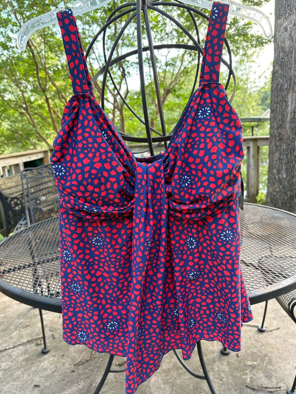 Mazu Swim Blue & Red Printed Tankini Top NWT